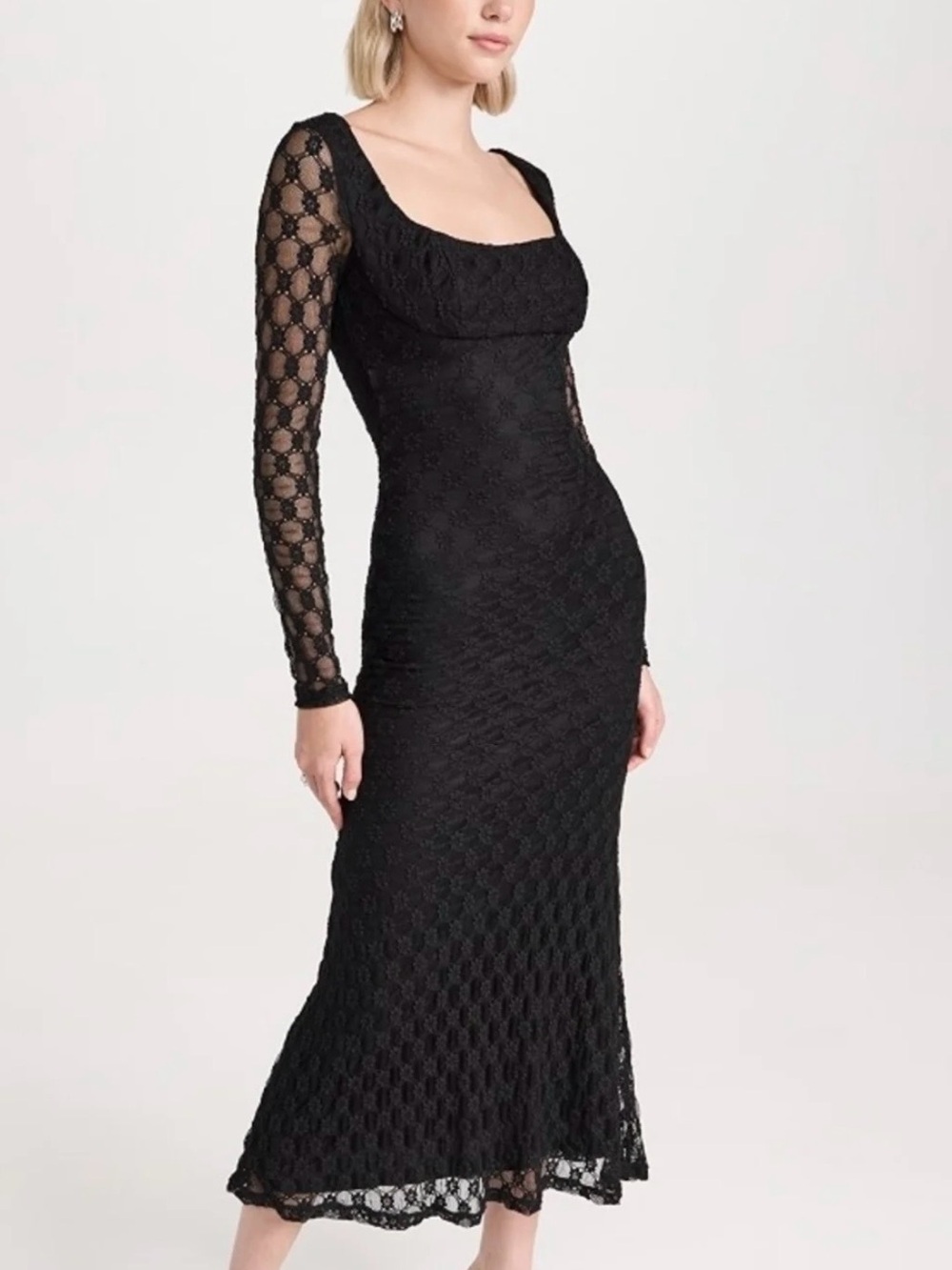 Bardot | Adoni Black Lace Square-Neck Midi Dress, Size 10 - NWT